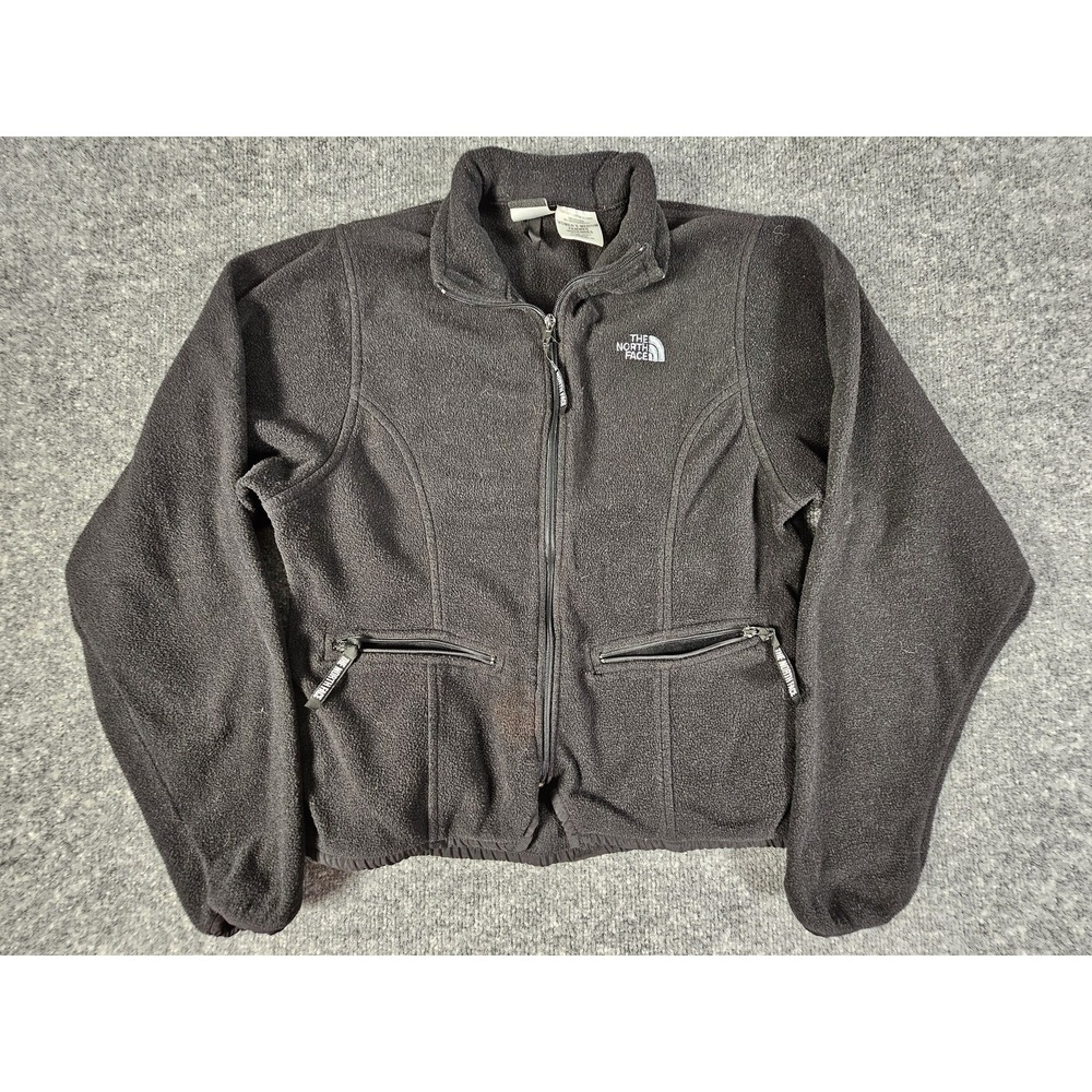 North Face Jacket Womens Medium Black Full Zip Fleece Made USA Outdoor Hiking